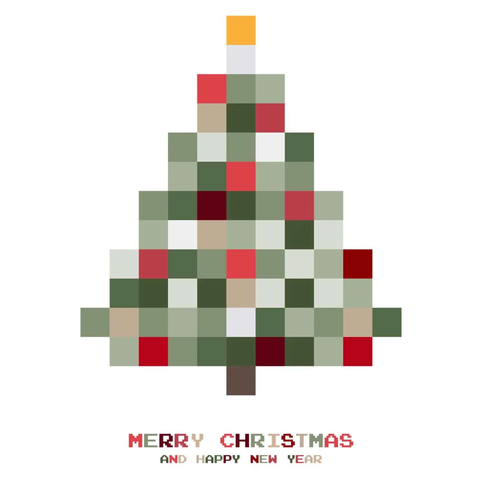 Vrolijk kerstfeest - Kerstboom pixel canvas met Baklijst van Black Sign Artwork