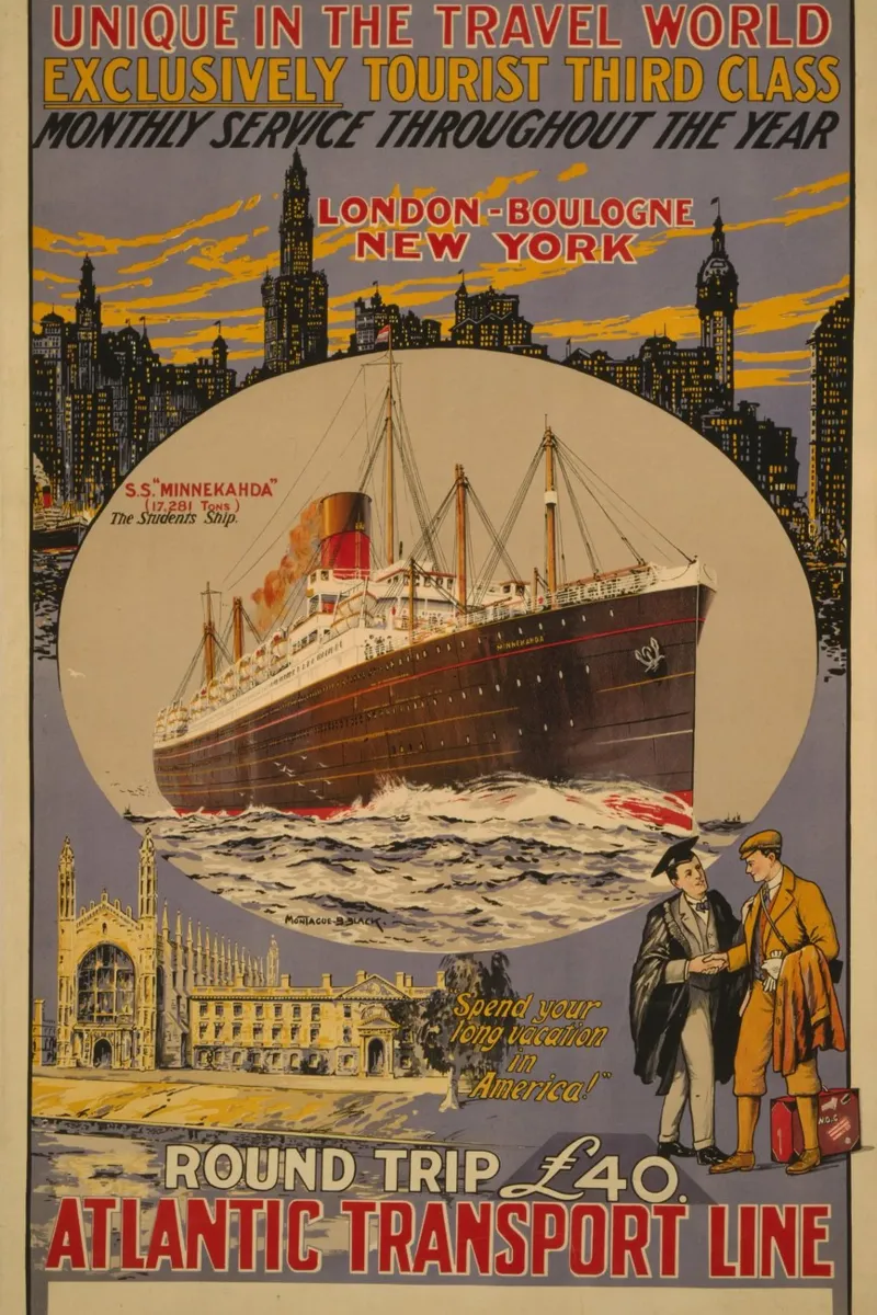Poster della Atlantic Transport Line, S.S. Minnekahda, Cru d'epoca poster da homdeco