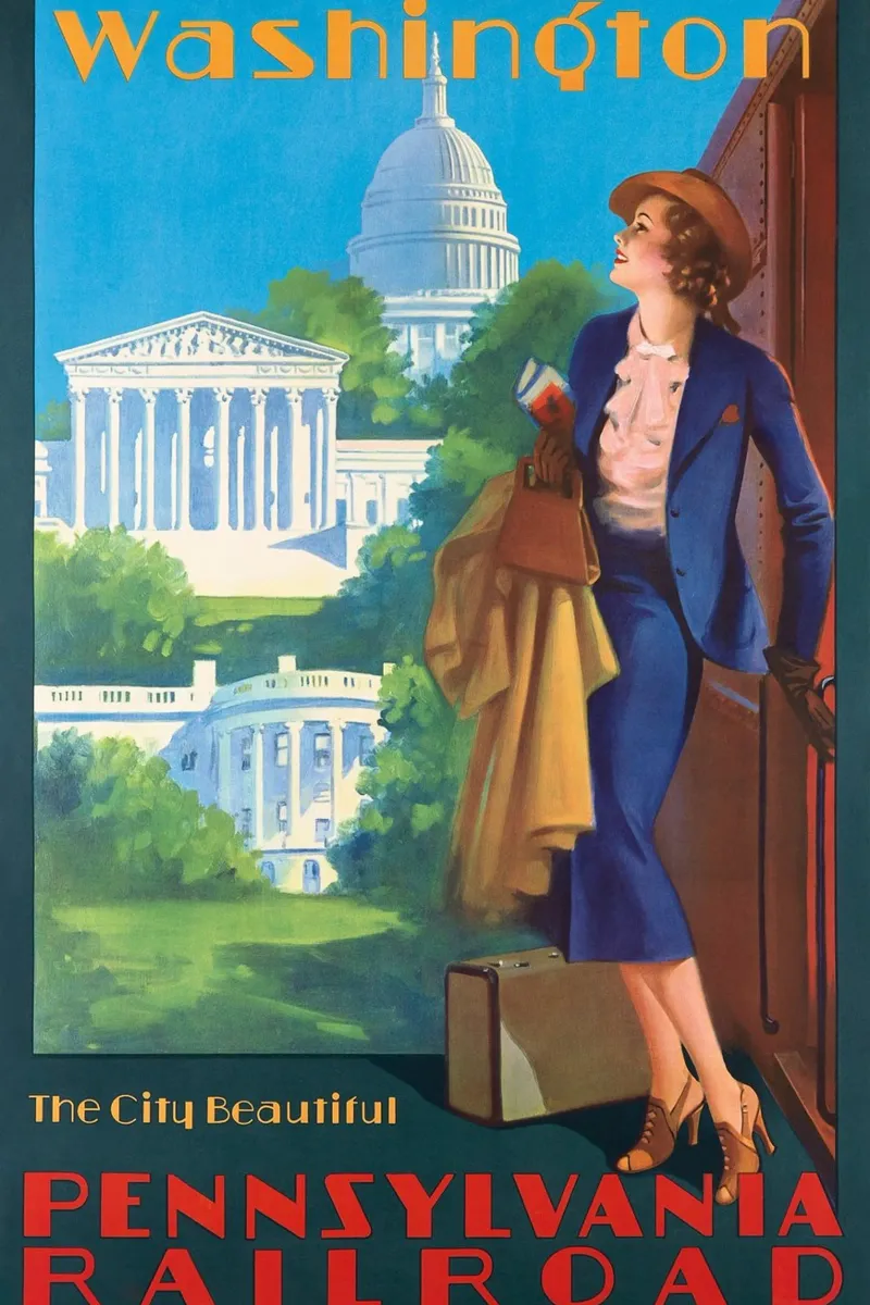 Poster d'epoca su Washington D.C., ferrovia della Pennsylvania, viaggio poster da homdeco