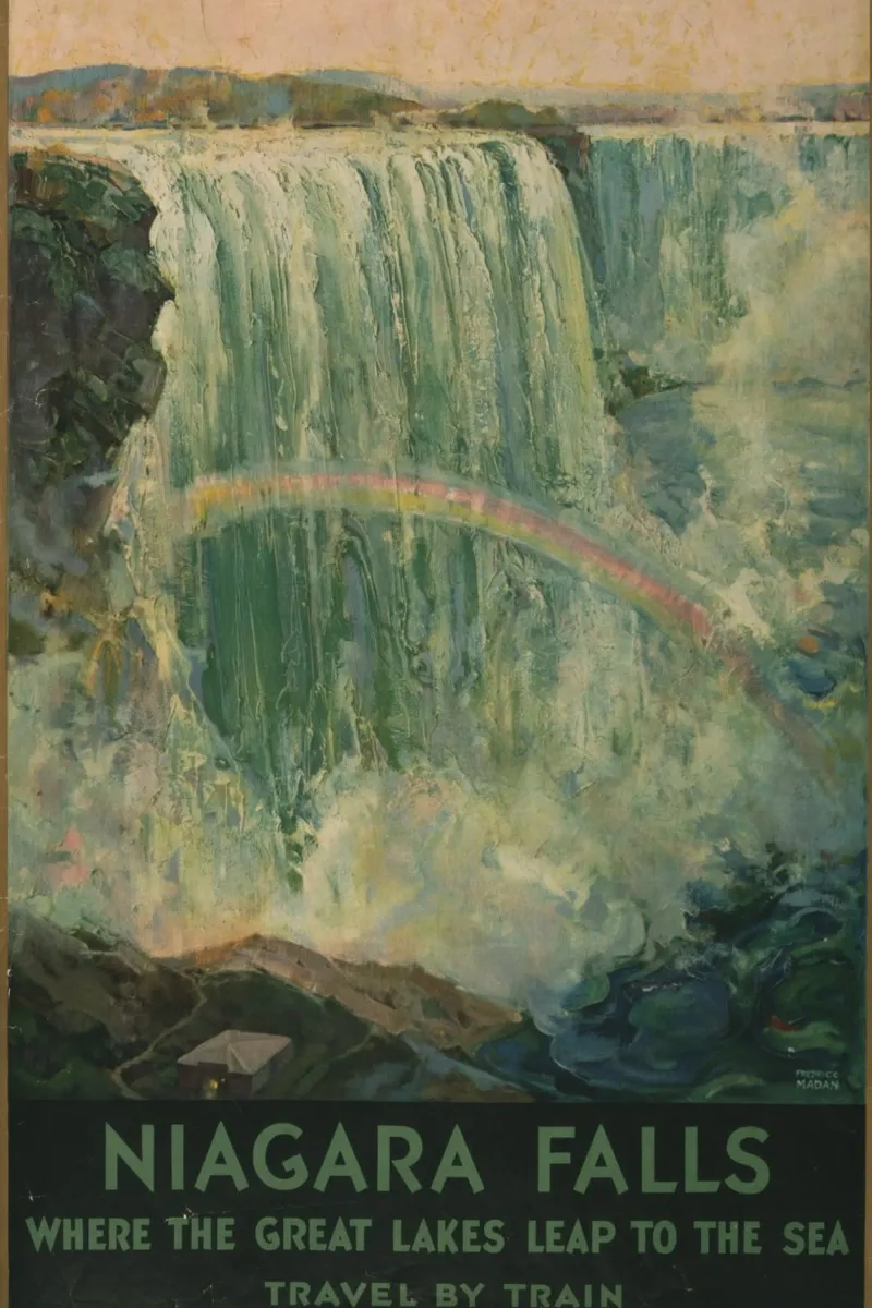 Poster d'epoca sulle cascate del Niagara, viaggio retrò, arte delle cascate, T poster con telaio in plastica da homdeco