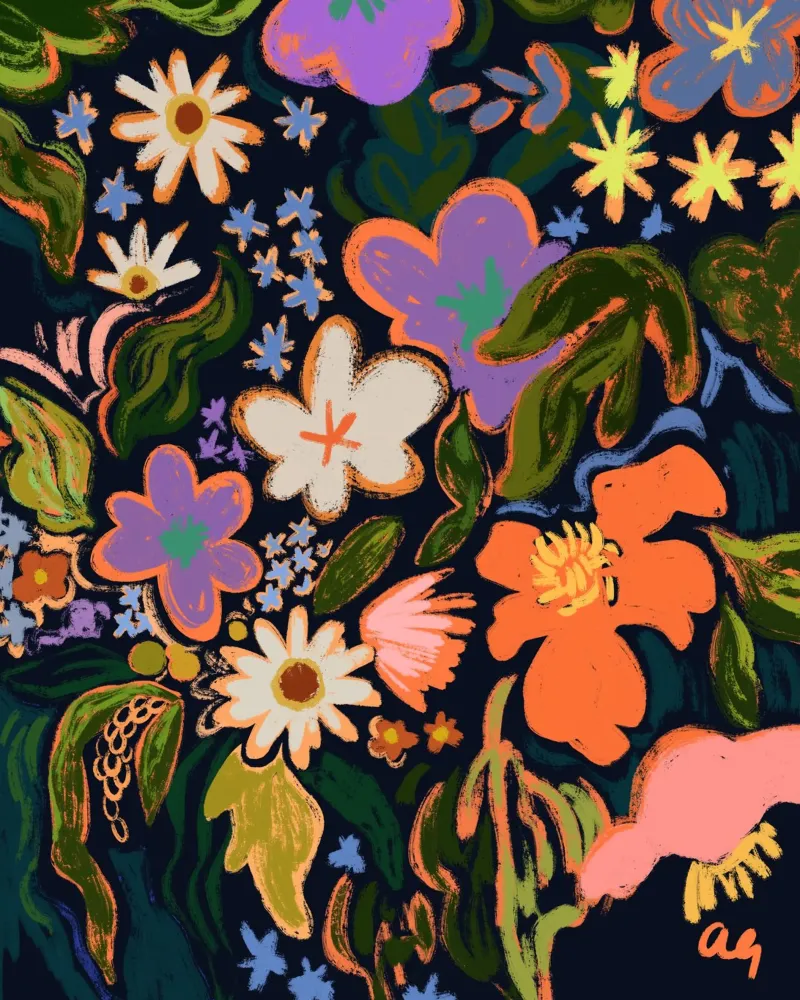 Midnight Garden poster con telaio in plastica da Arty Guava