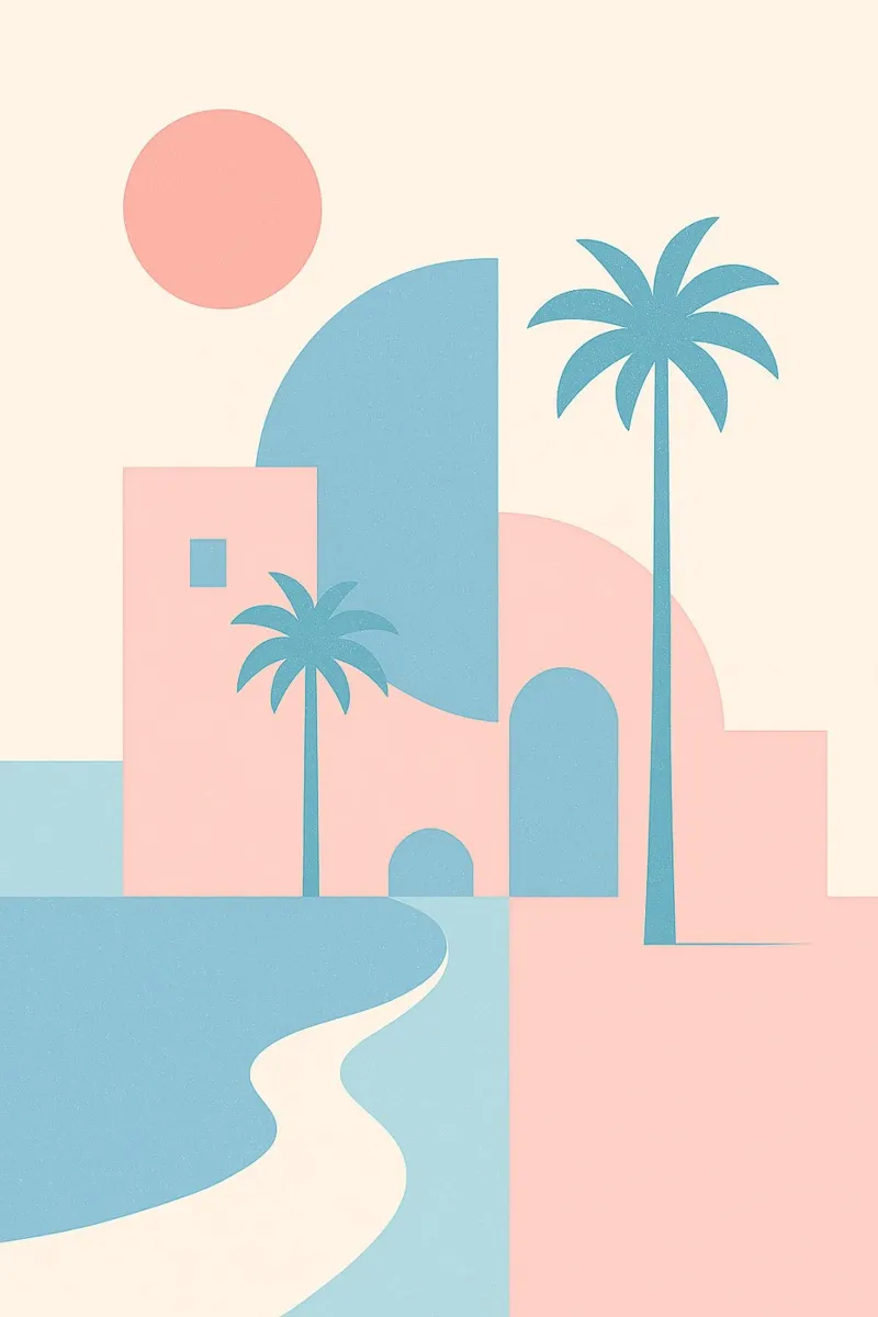 Desert Coast - Curves, arches & palm trees in the silence p canvas by JETLAG | affiches voyage