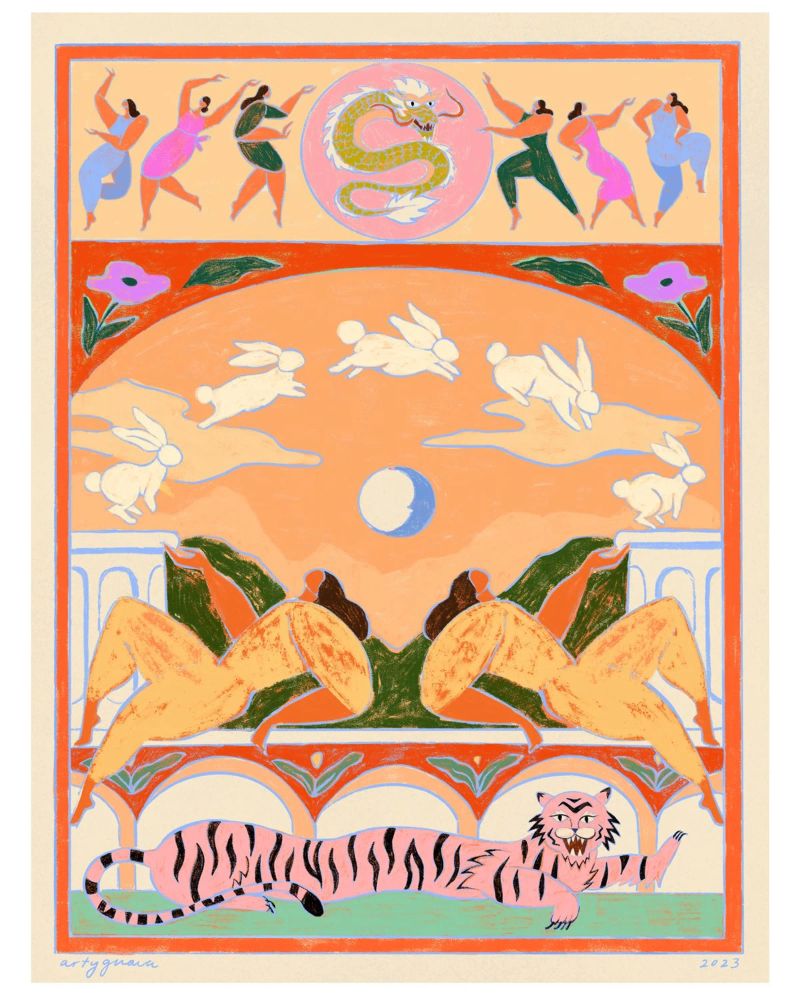 Rabbit Jumps Over The Moon alluminio dibond da Arty Guava