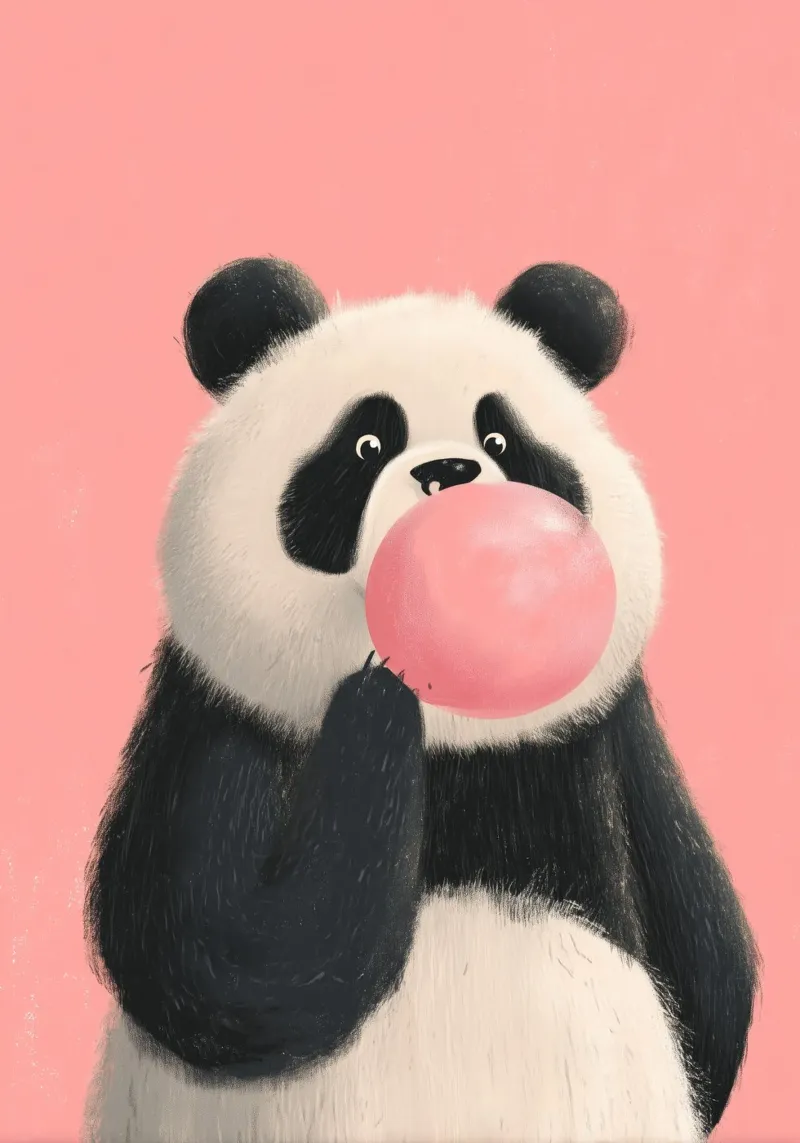 Pop Goes the Panda poster con telaio in alluminio da Kiara