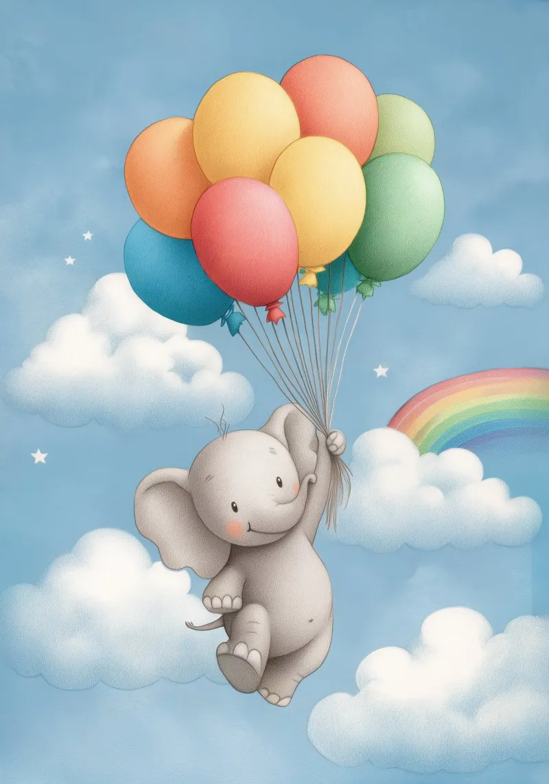 Up, Up, Elephant! tela con Cornice a cassetta da Kiara