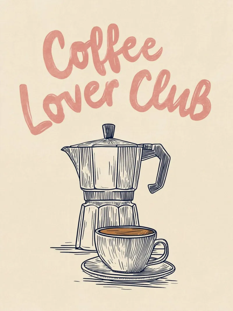 Caffè amore look retrò tela con Cornice a cassetta da Carinaprint