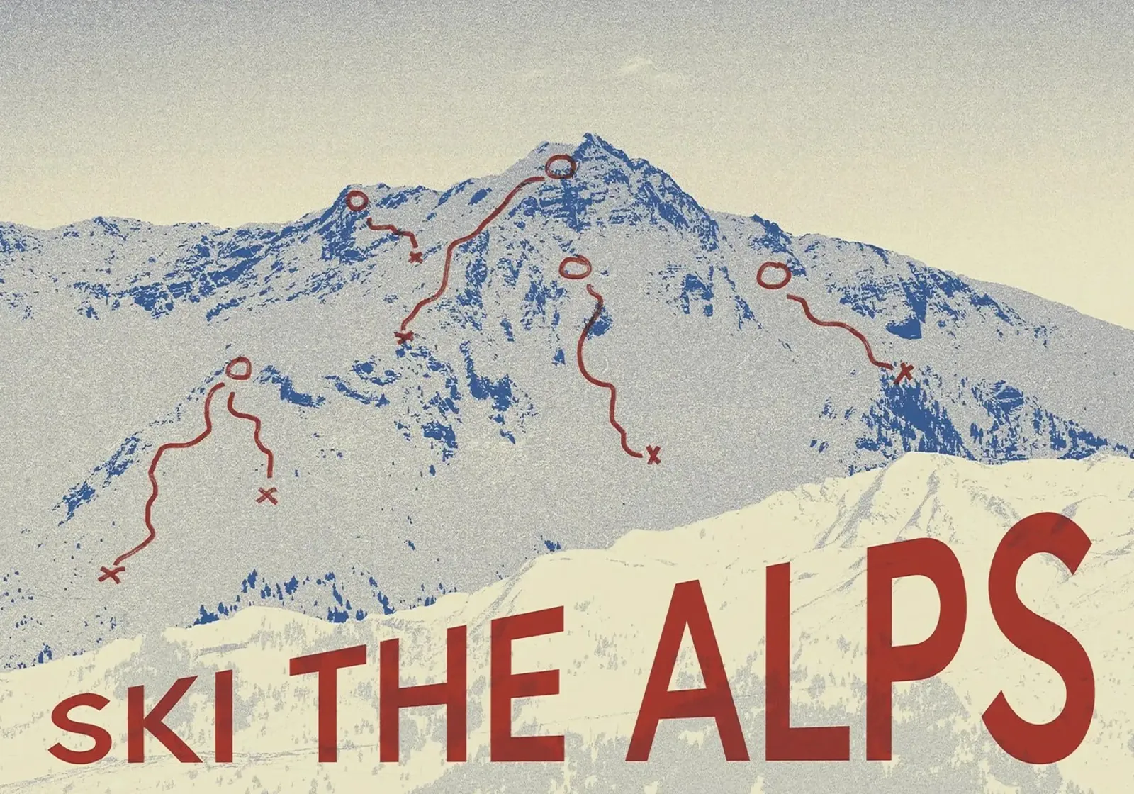 montagna sci neve poster con telaio in alluminio da Craig Harris