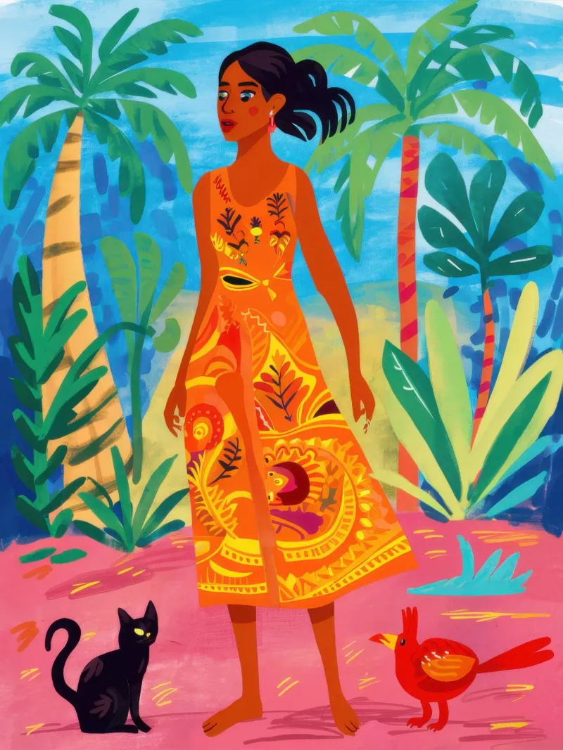 Vrouw in de jungle canvas met Baklijst van Luna Aura