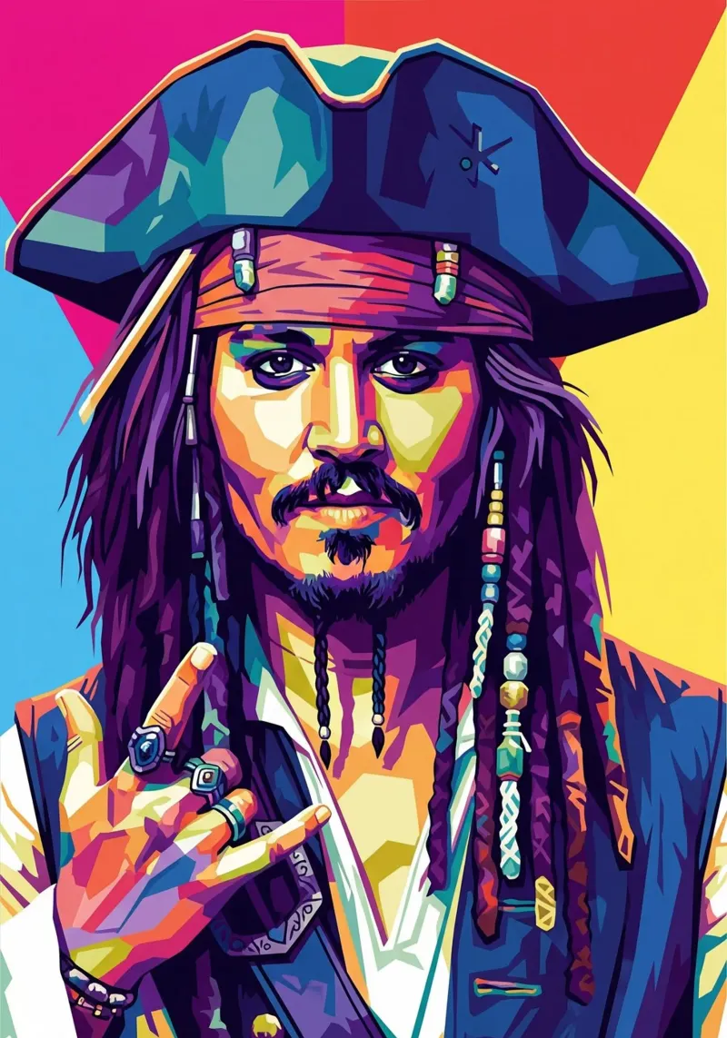 Jack Sparrow - Johnny Depp #2 poster con telaio in alluminio da Hantamrata
