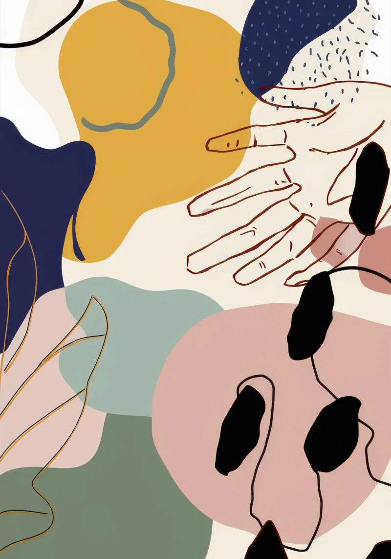 Forme lineari astratte poster con telaio in legno da Irish Strokes
