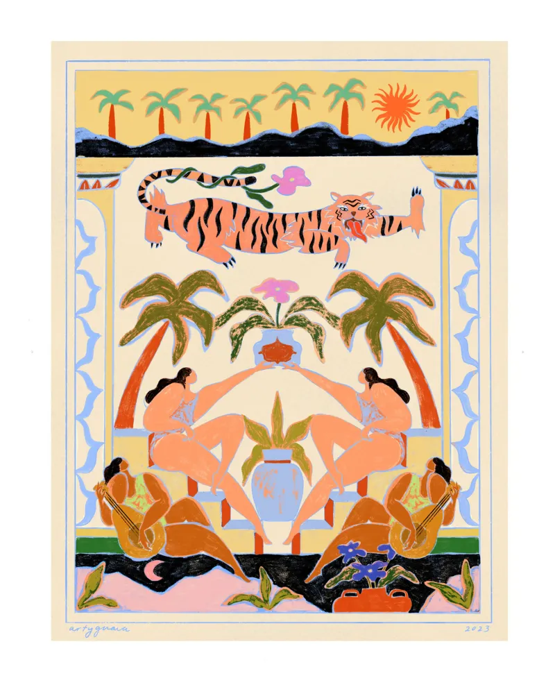 Tropical Serenade poster with wooden frame by Arty Guava