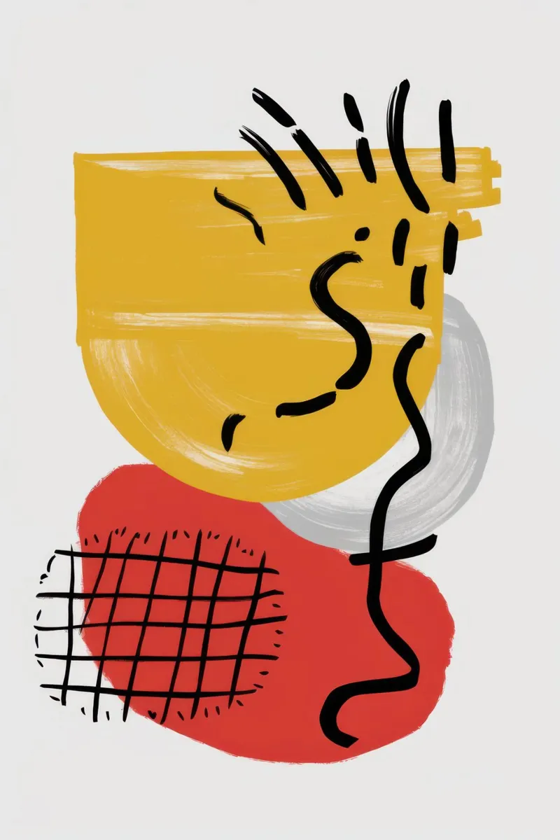 Krabbel abstract gezicht canvas met Baklijst van Irish Strokes