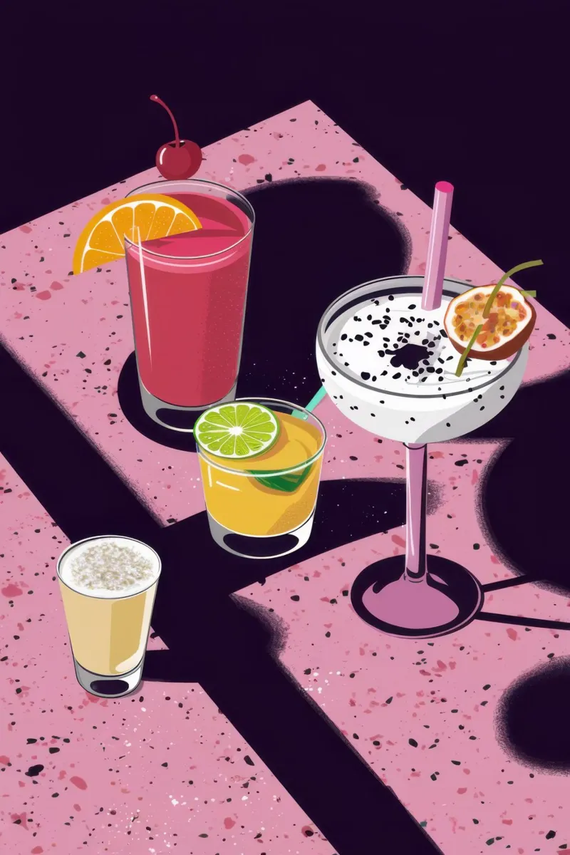 Terrazzo Table Cocktails poster con telaio in alluminio da Luna Aura