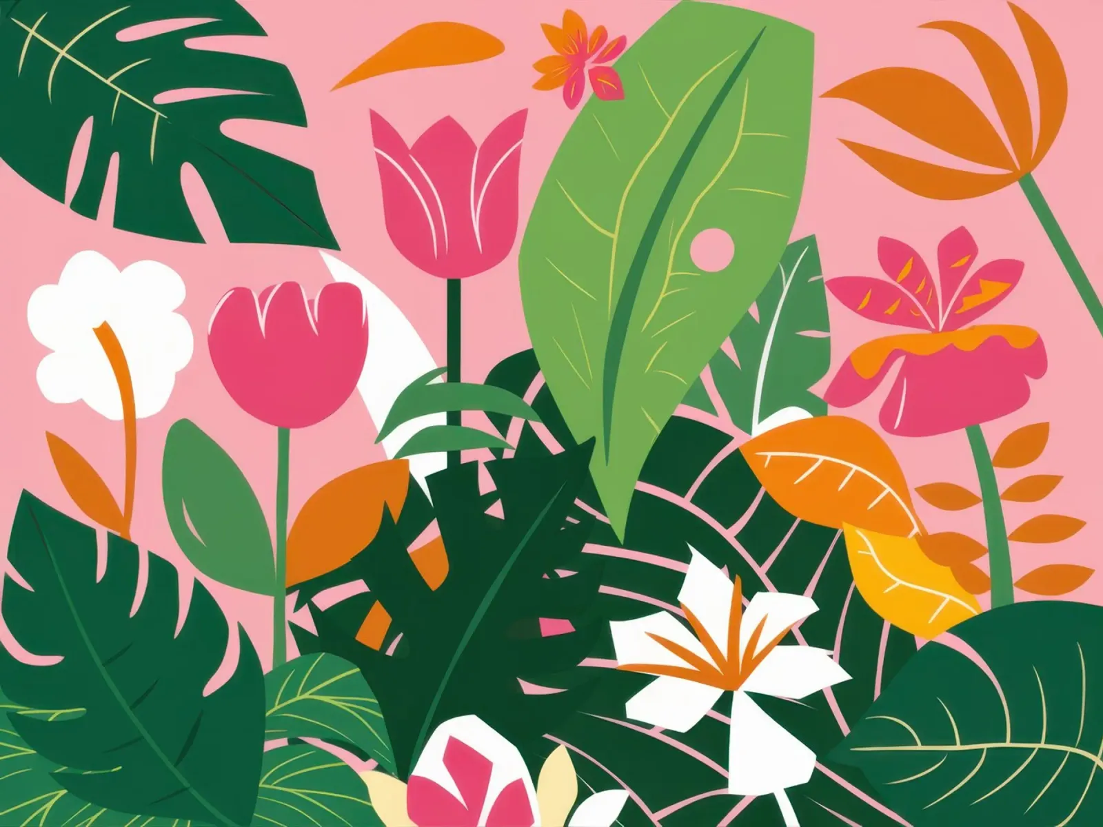 Rosa tropicale lussureggiante poster con telaio in alluminio da Irish Strokes
