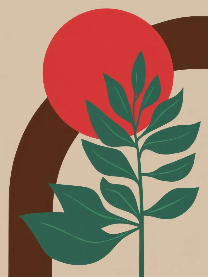 Forma botanica semplice poster con telaio in legno da Irish Strokes