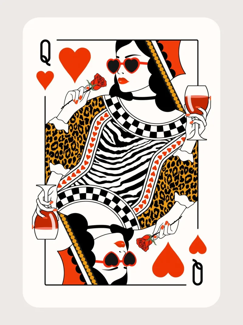 Queen Of Hearts canvas with Floater frame by Asha Designs
