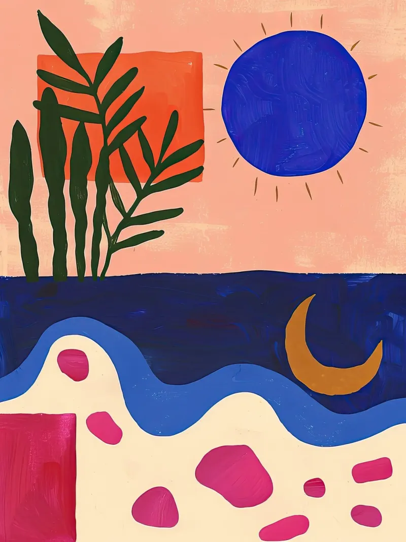 Sole blu e luna d'oro poster con telaio in alluminio da DaarbyN