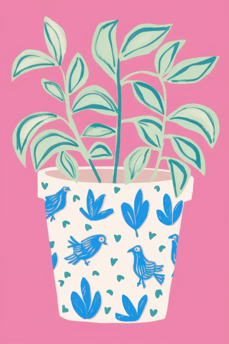Pianta gioiosa in vaso poster con telaio in plastica da Luna Aura