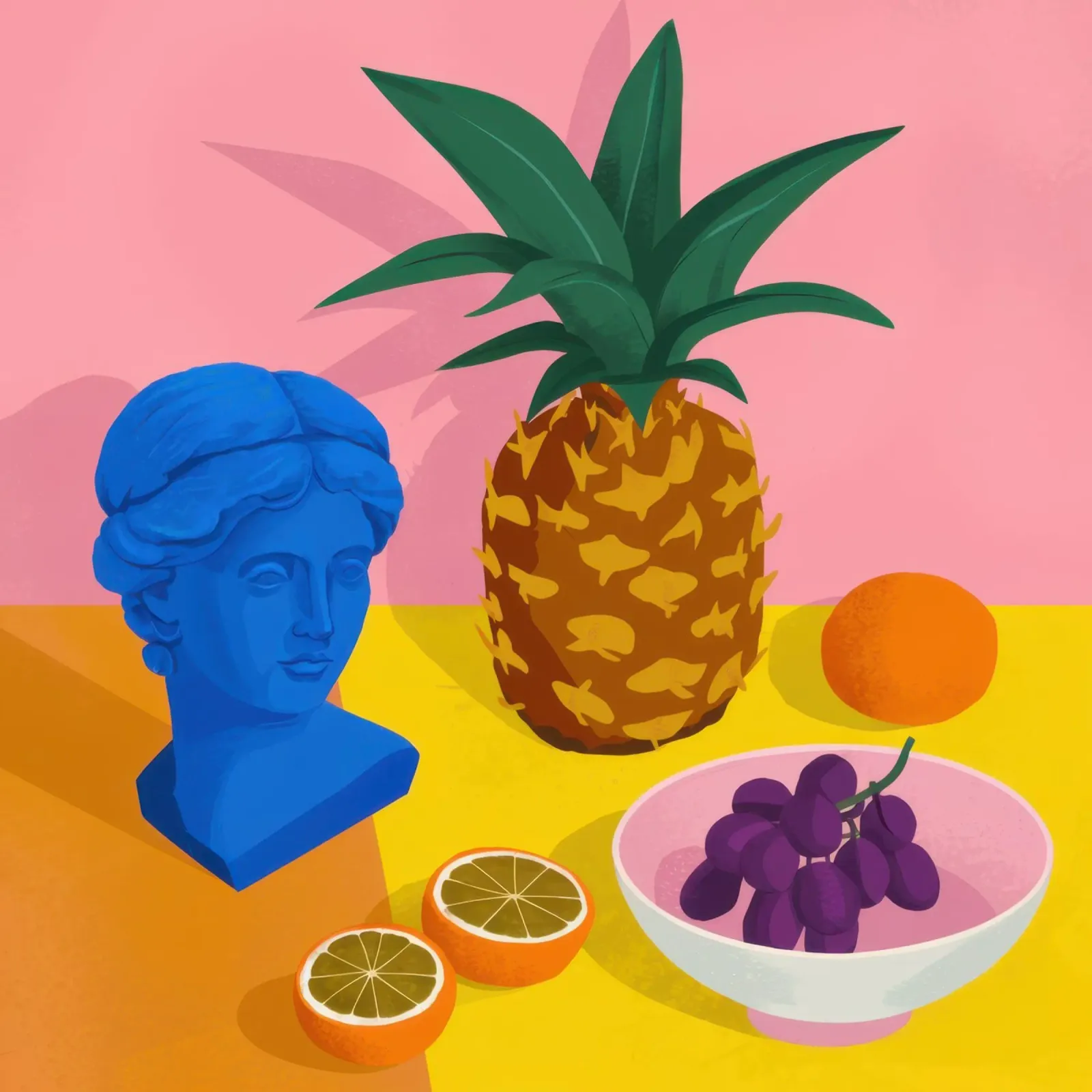 Surreal Pineapple Still life canvas with Floater frame by Irish Strokes