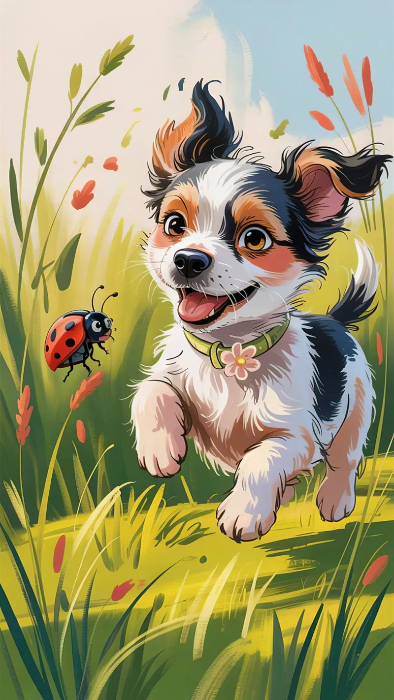Cute puppy In The Garden poster con telaio in alluminio da Jeff Studio