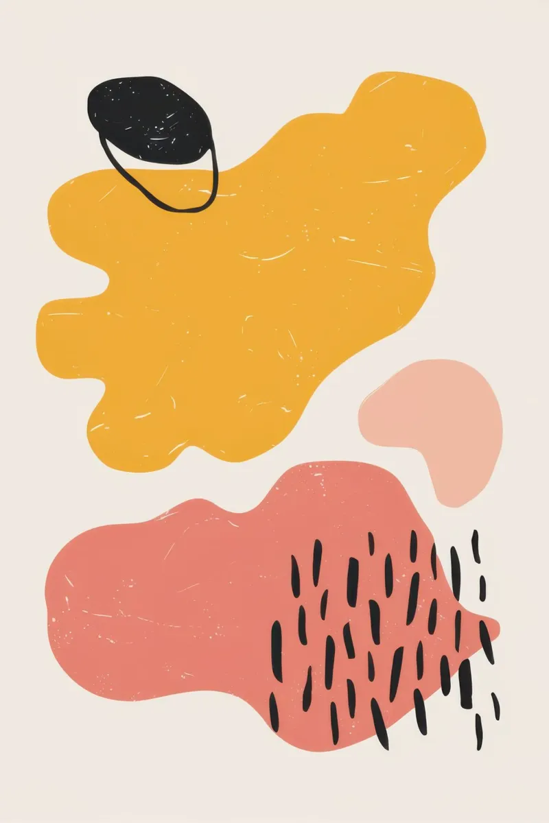 Speelse abstracte krabbels canvas met Baklijst van Luna Aura