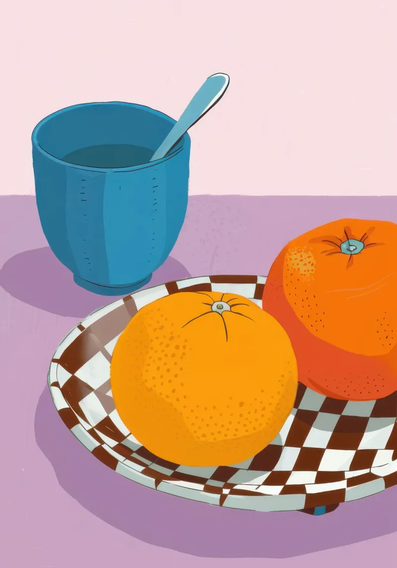 Orange and Checkers canvas with Floater frame by Irish Strokes
