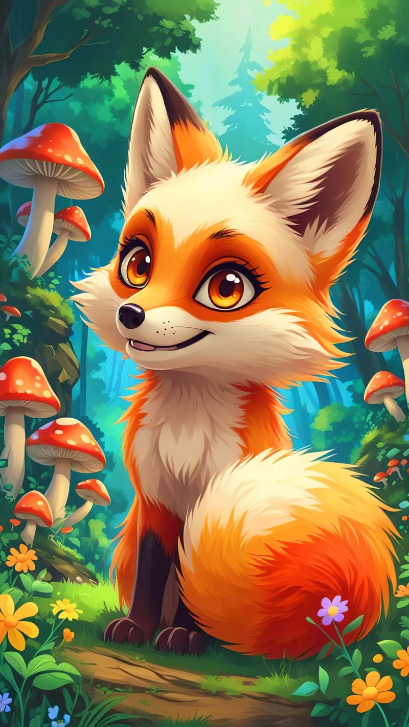 Fox in a Beautiful Forest poster con telaio in alluminio da Jeff Studio