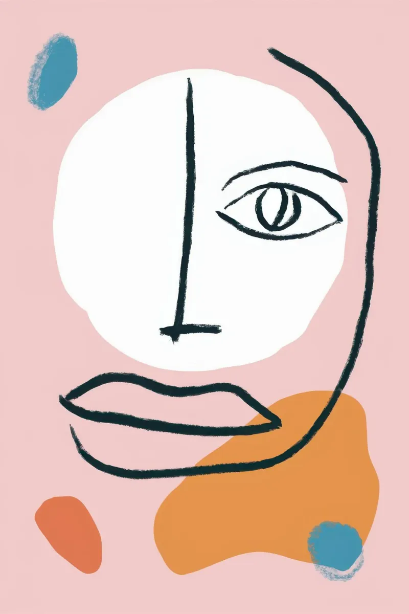 Contemplative Line Face Leinwand mit Schattenfugenrahmen von Luna Aura