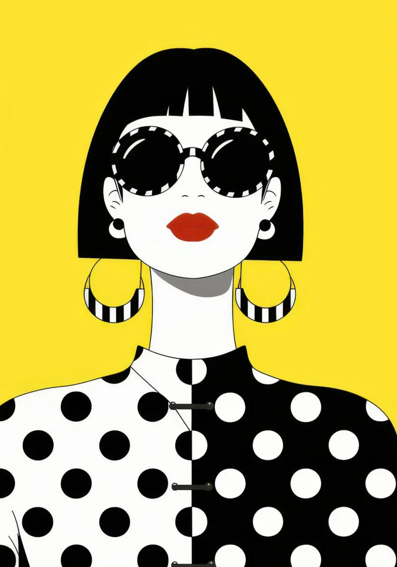 Diva pop a pois poster con telaio in legno da Luna Aura
