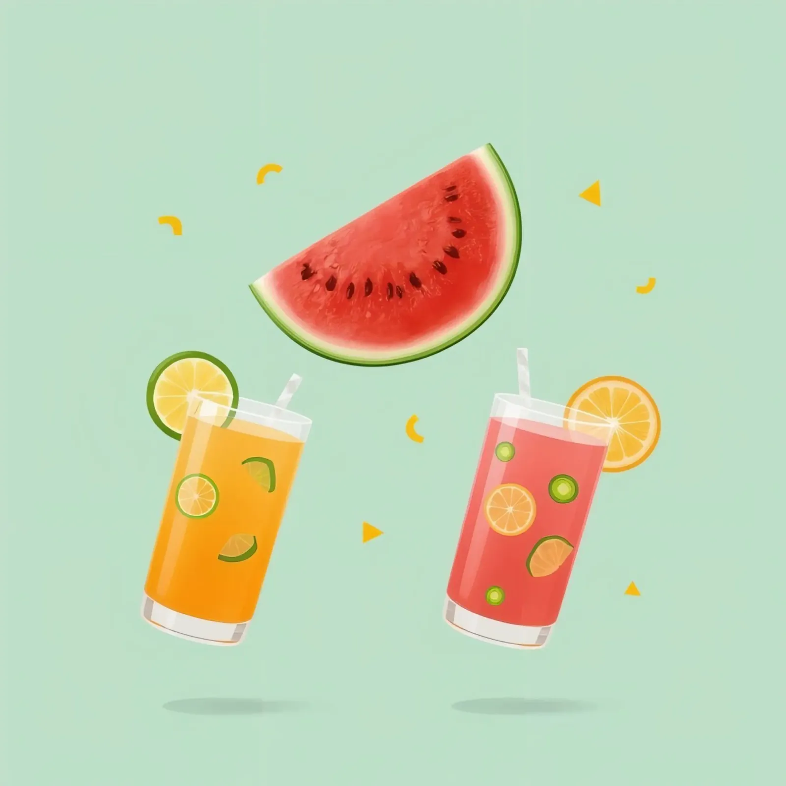 Succhi di frutta con fette di anguria e coriandoli poster da DesignDoodle