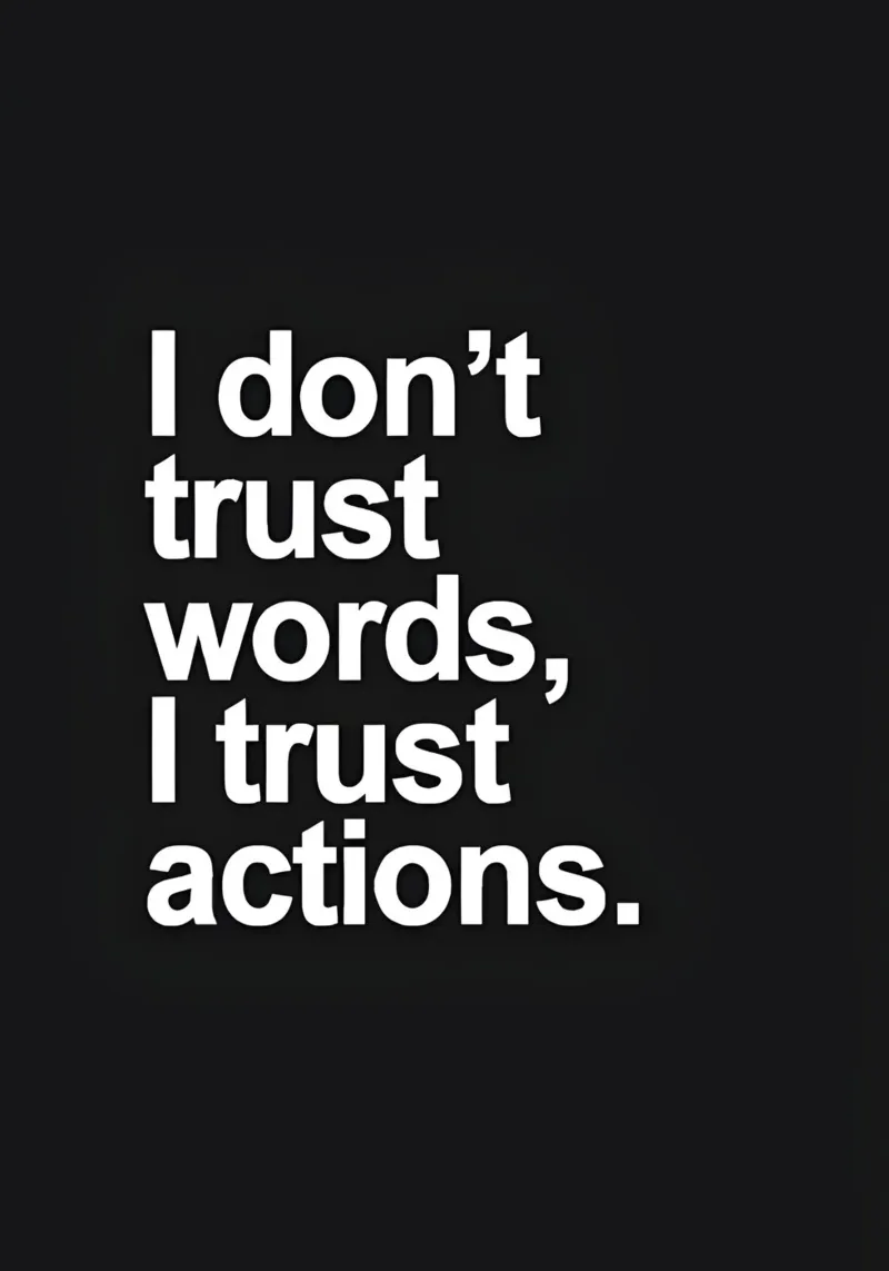 "| don't trust words, trust actions." poster con telaio in alluminio da Type & Tape