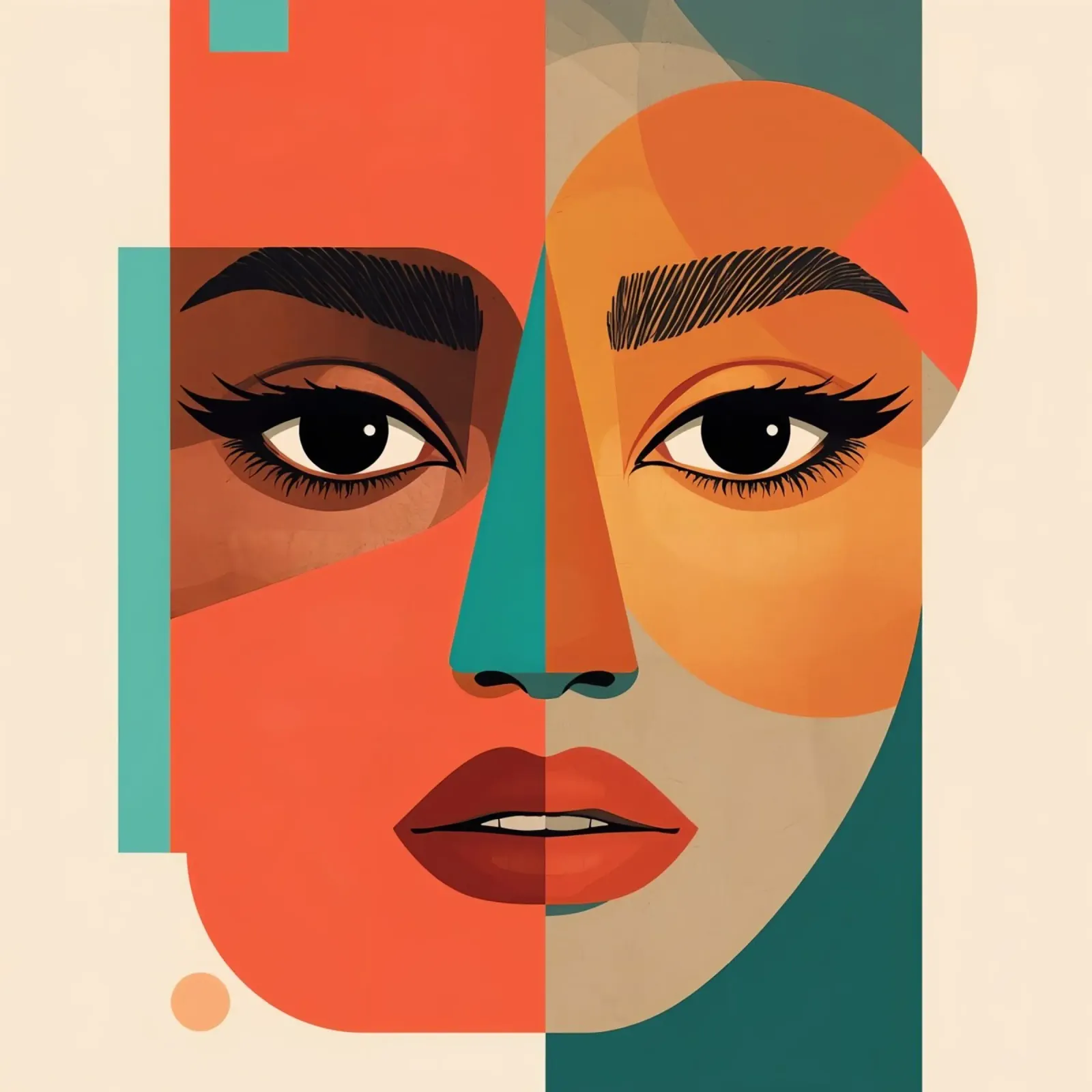 Geometric Abstract Portrait of Woman with Angular Shapes poster by DesignDoodle