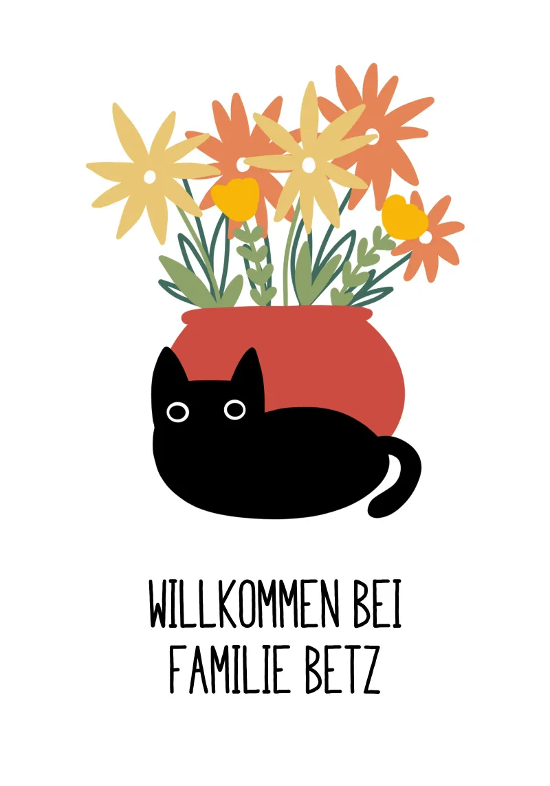Vaso di fiori con nome del gatto poster da BAINAI