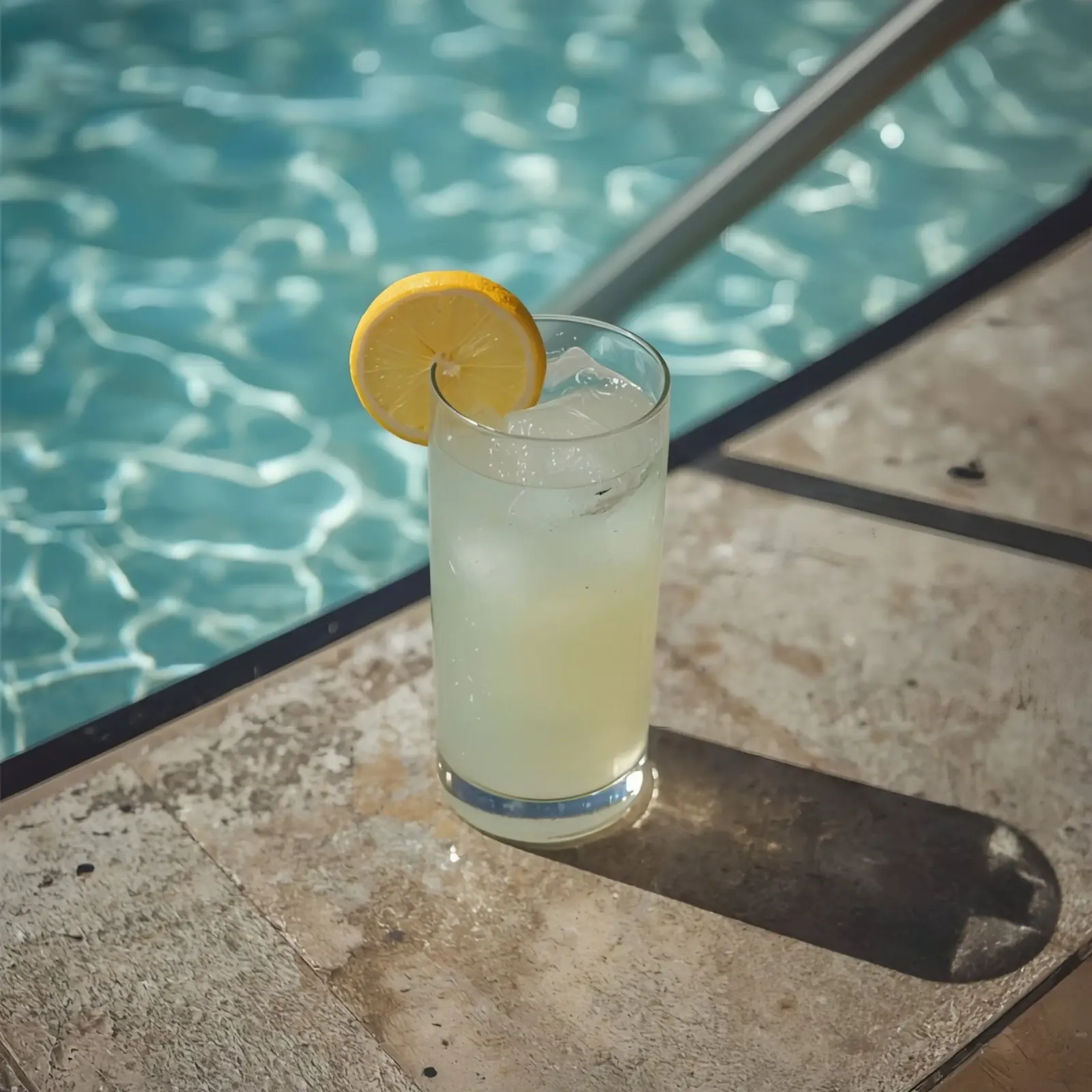 Lemonade with Ice near Swimming Pool canvas with Floater frame by DesignDoodle