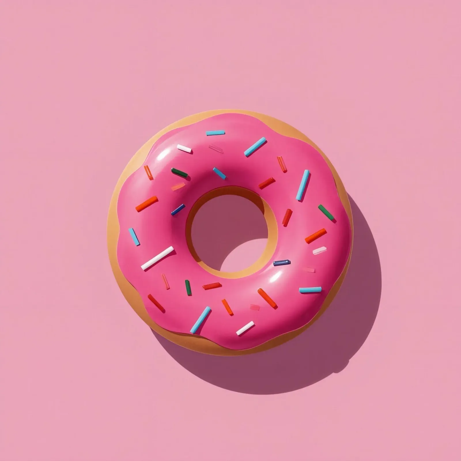 Overhead View of Pink Frosted Donut with Sprinkles canvas with Floater frame by DesignDoodle