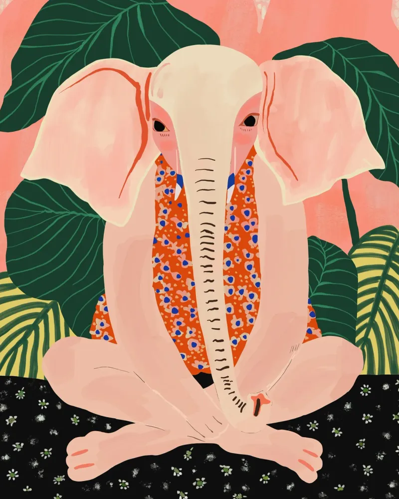 Elefante in meditazione yoga poster da ArtsySesta