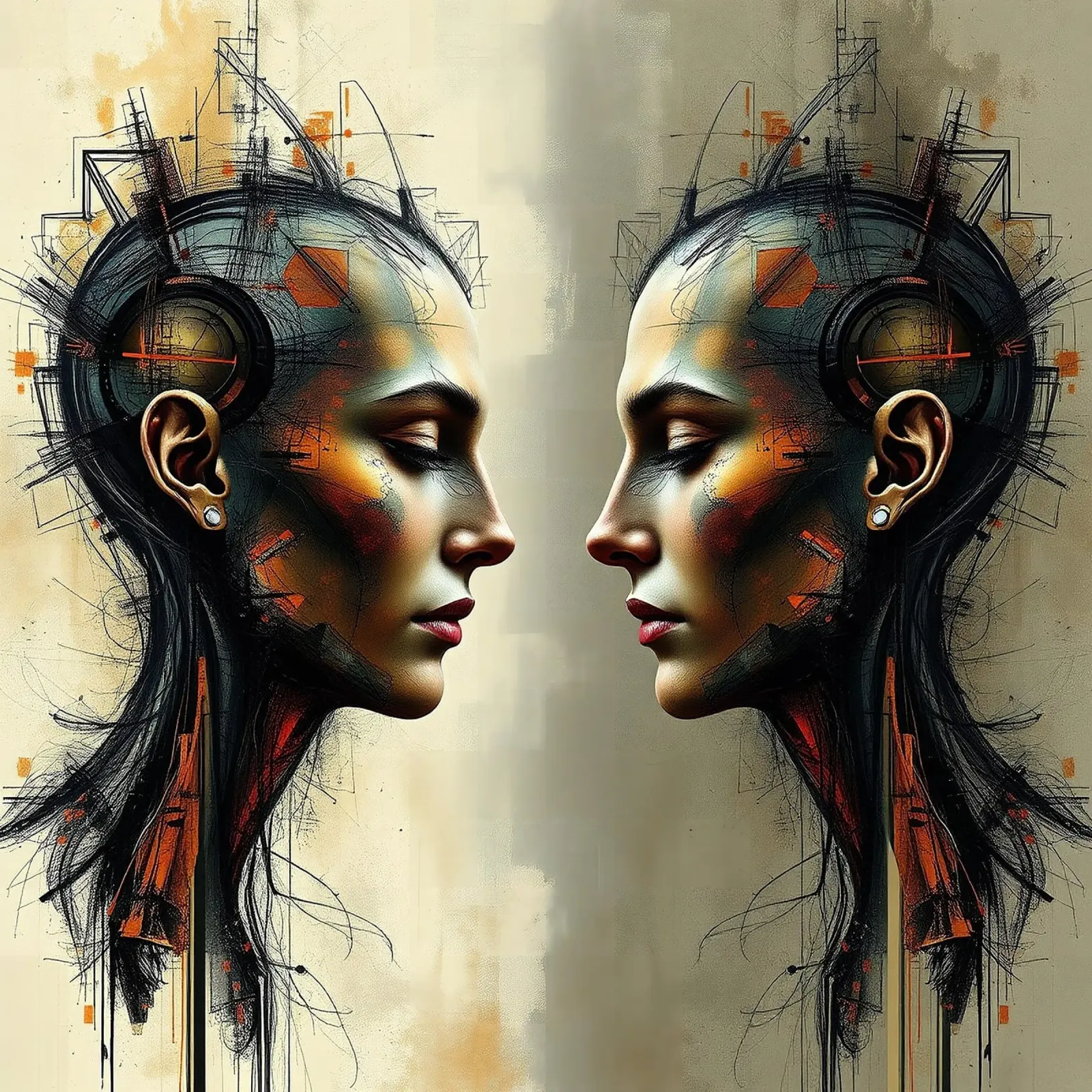 Immagine_specchio_colorata_13 poster con telaio in legno da AI-Portraits by LK