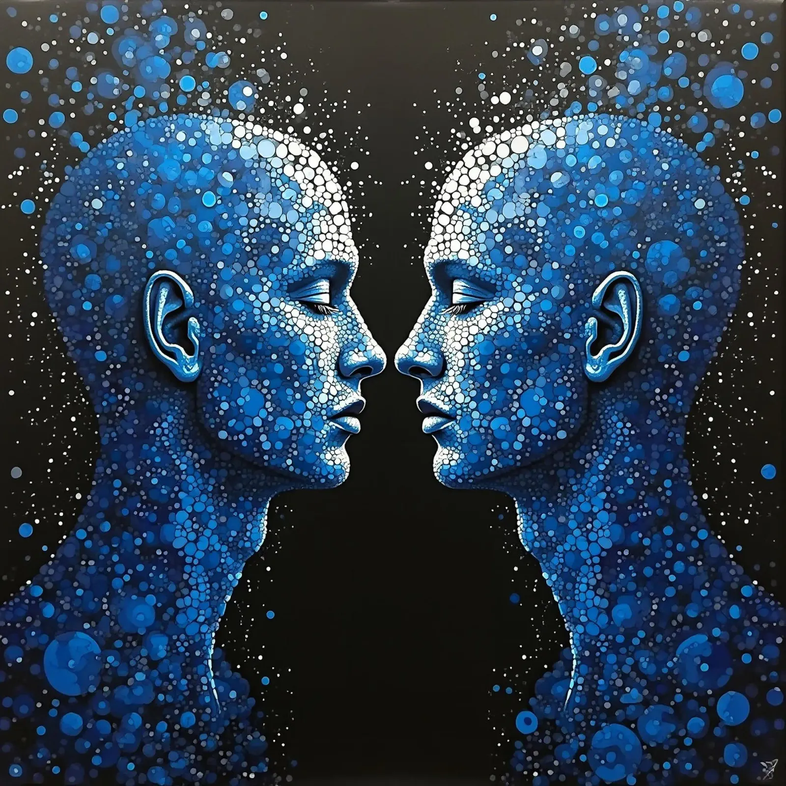 Immagine_specchio_blu_1 poster con telaio in legno da AI-Portraits by LK
