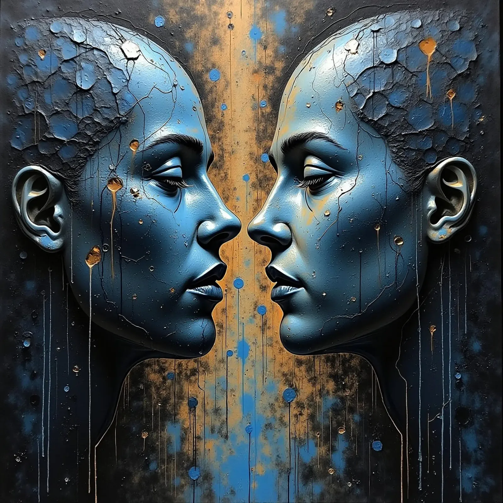 Immagine_specchio_blu_2 poster con telaio in plastica da AI-Portraits by LK