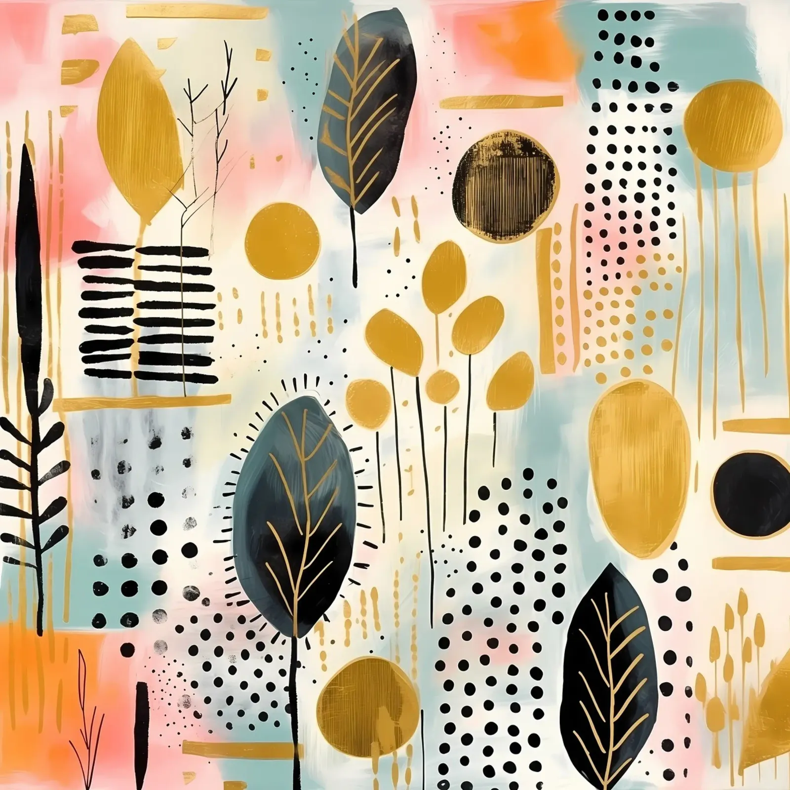 Boho Abstract 5 poster con telaio in legno da Yaso Design Boho & Botanic