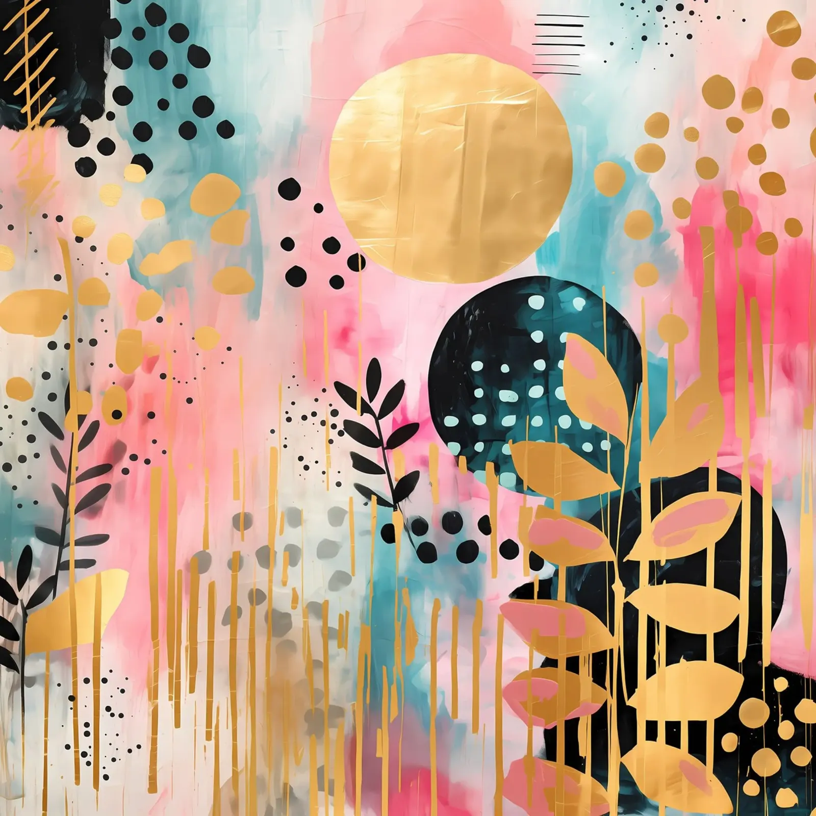 Boho Abstract 6 Poster mit Aluminium Rahmen von Yaso Design Boho & Botanic