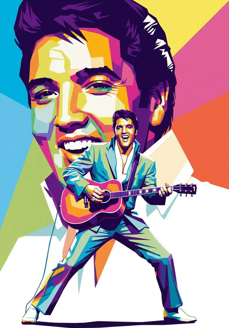 Re Elvis poster con telaio in legno da Hantamrata