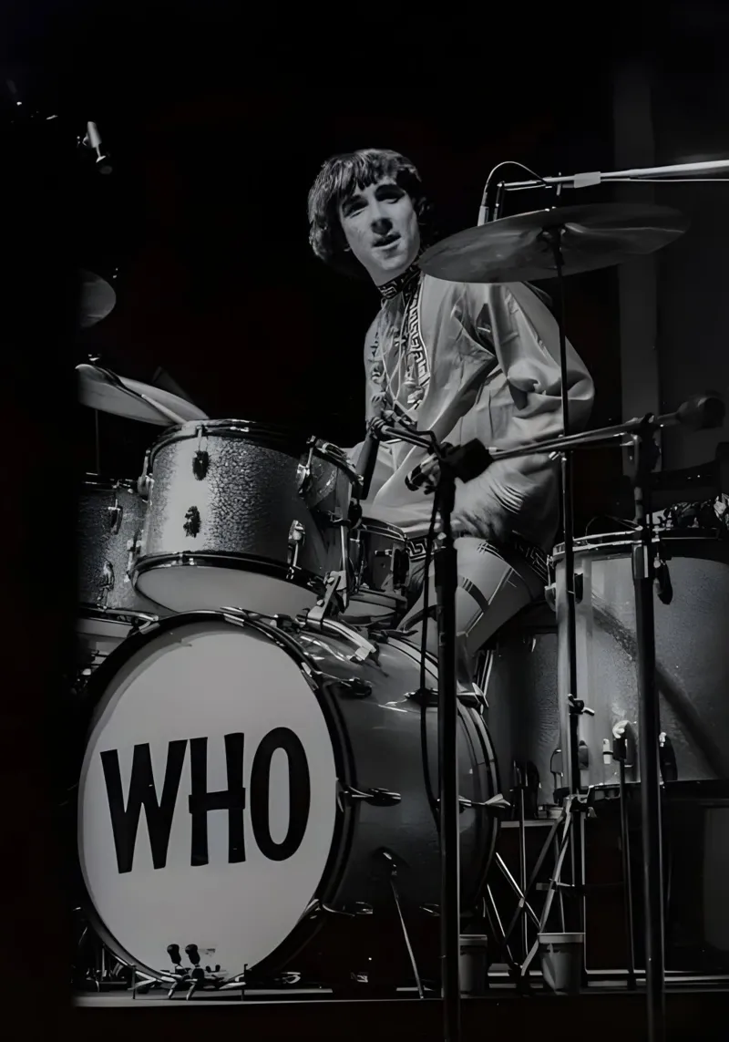 Keith Moon, poster con telaio in legno da Low poly art
