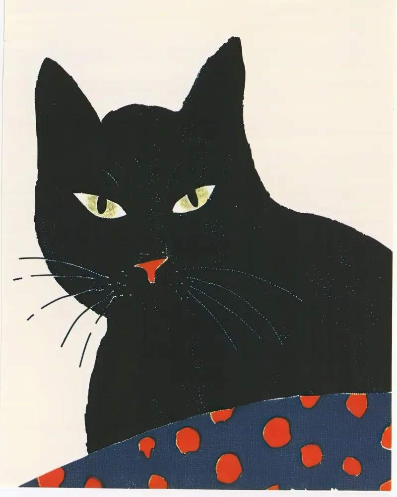 Gatto nero poster con telaio in alluminio da DaarbyN