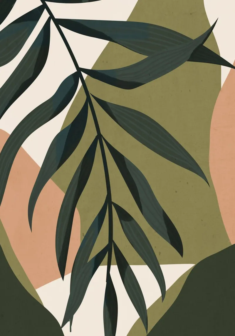 Tropisch blad - Abstracte kunst canvas met Baklijst van ThingDesign