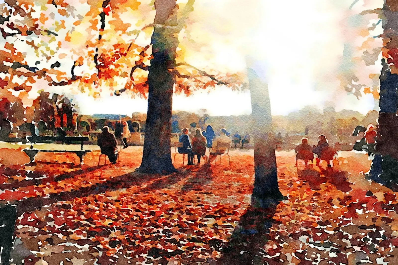 Herfst in Parijs canvas met Baklijst van Massimo Frascogna