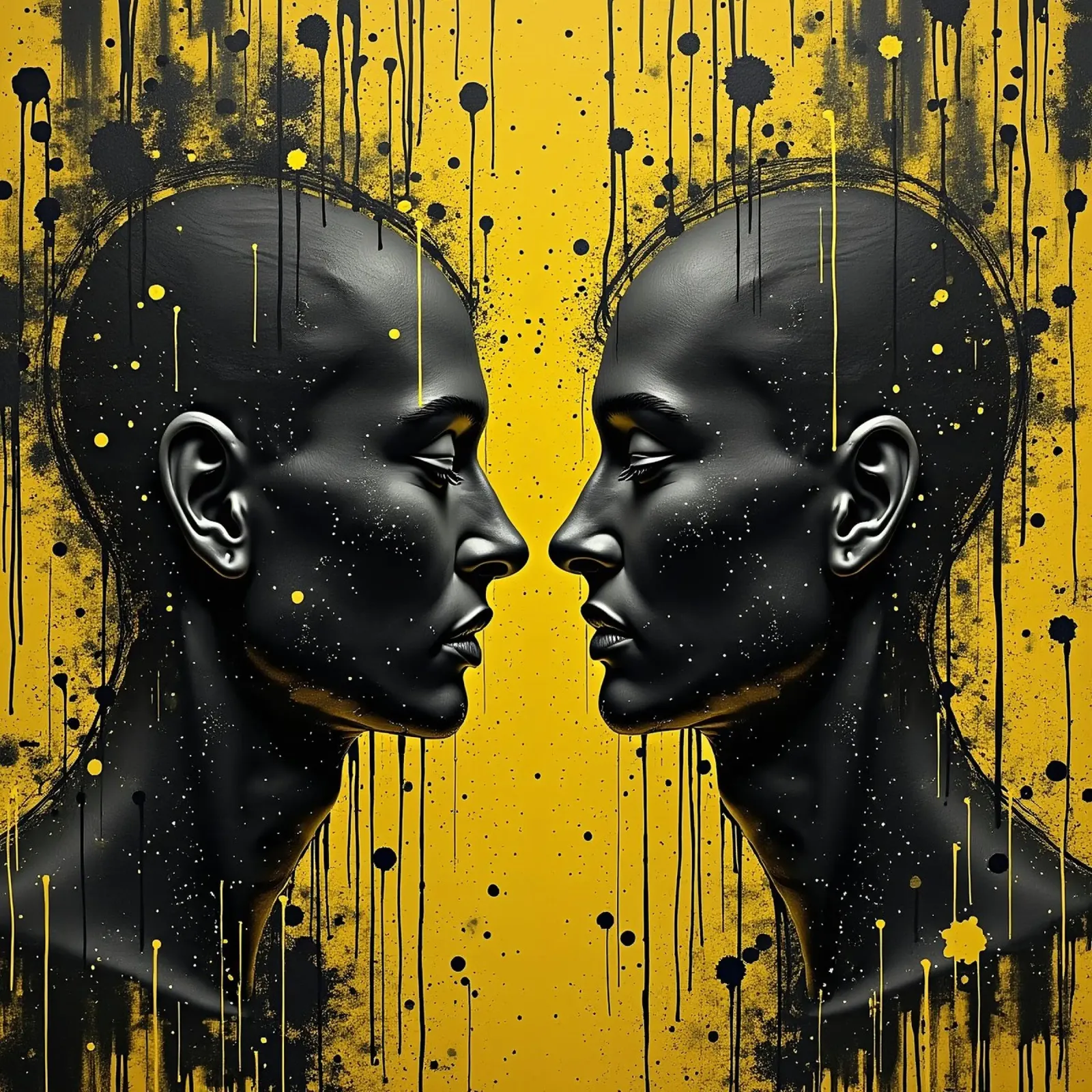 images_miroir_jaune_3 poster avec cadre en plastique de AI-Portraits by LK