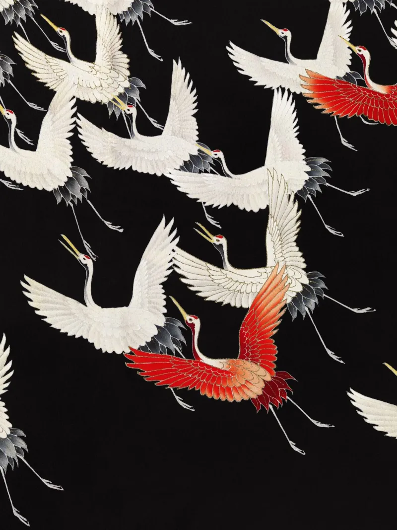 Furisode with a Myriad of Flying Cranes (1910–1920) canvas with Floater frame by Venus Art