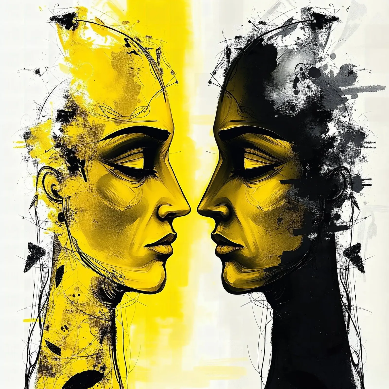 reflet_jaune_4 poster avec cadre en aluminium de AI-Portraits by LK
