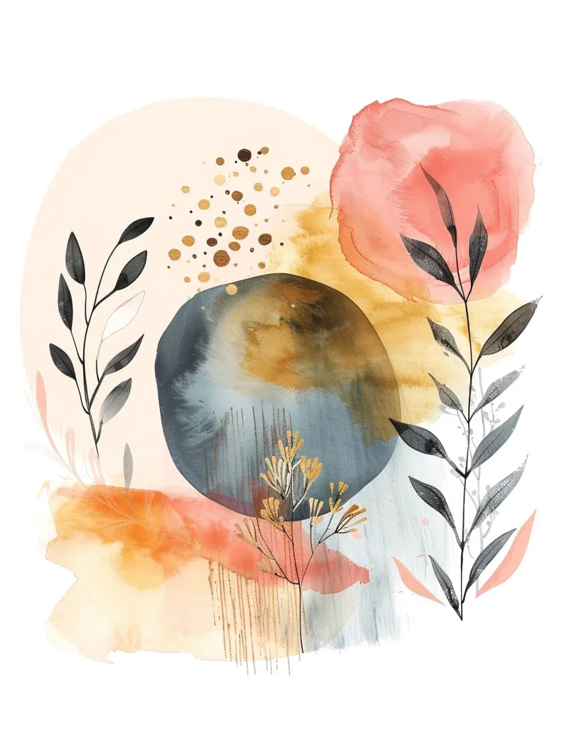 Boho Astratto 2a poster con telaio in alluminio da Yaso Design Boho & Botanic